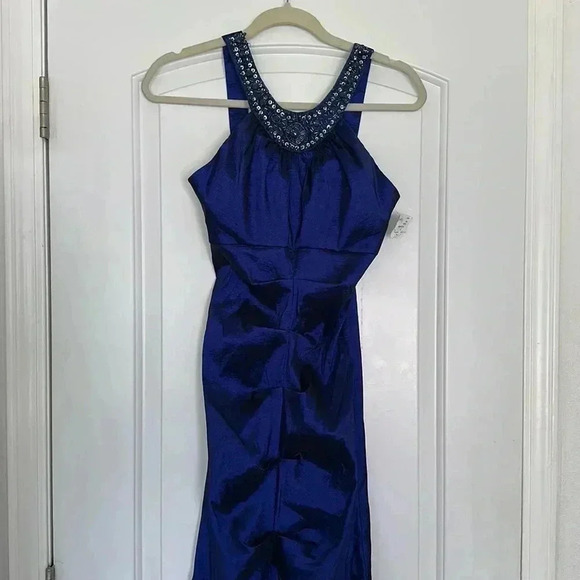NWT R&M Richards Formal Royal Blue Maxi Dress Prom Homecoming Sequins Beads Sz 6 - Picture 4 of 11